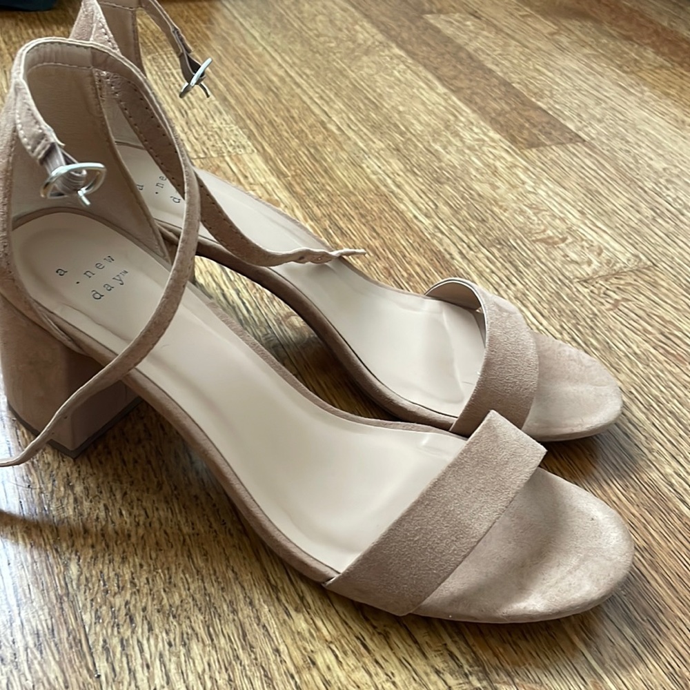 A New Day tan suede sandal heels